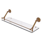 Prestige Monte Carlo Collection 30'' Floating Glass Shelf with Gallery Rail in Brushed Bronze, 30'' W x 8-5/8'' D x 8'' H
