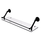  Prestige Monte Carlo Collection 30'' Floating Glass Shelf with Gallery Rail in Matte Black, 30'' W x 8-5/8'' D x 8'' H