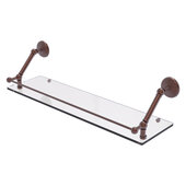  Prestige Monte Carlo Collection 30'' Floating Glass Shelf with Gallery Rail in Antique Copper, 30'' W x 8-5/8'' D x 8'' H