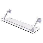  Prestige Monte Carlo Collection 30'' Floating Glass Shelf with Gallery Rail in Satin Chrome, 30'' W x 8-5/8'' D x 8'' H
