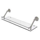  Prestige Monte Carlo Collection 30'' Floating Glass Shelf with Gallery Rail in Satin Nickel, 30'' W x 8-5/8'' D x 8'' H