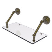  Prestige Que New Collection 18'' Floating Glass Shelf in Antique Brass, 18'' W x 8'' D x 8'' H