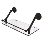  Prestige Que New Collection 18'' Floating Glass Shelf with Gallery Rail in Oil Rubbed Bronze, 18'' W x 8-5/8'' D x 8'' H