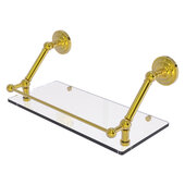  Prestige Que New Collection 18'' Floating Glass Shelf with Gallery Rail in Polished Brass, 18'' W x 8-5/8'' D x 8'' H