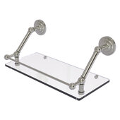  Prestige Que New Collection 18'' Floating Glass Shelf with Gallery Rail in Satin Nickel, 18'' W x 8-5/8'' D x 8'' H