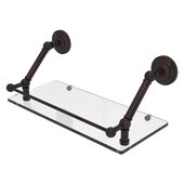  Prestige Que New Collection 18'' Floating Glass Shelf with Gallery Rail in Venetian Bronze, 18'' W x 8-5/8'' D x 8'' H