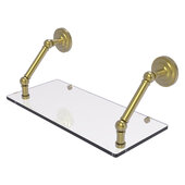 Prestige Que New Collection 18'' Floating Glass Shelf in Satin Brass, 18'' W x 8'' D x 8'' H