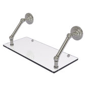  Prestige Que New Collection 18'' Floating Glass Shelf in Satin Nickel, 18'' W x 8'' D x 8'' H