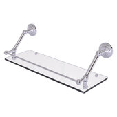  Prestige Que New Collection 24'' Floating Glass Shelf with Gallery Rail in Polished Chrome, 24'' W x 8-5/8'' D x 8'' H