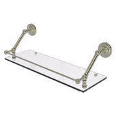  Prestige Que New Collection 24'' Floating Glass Shelf with Gallery Rail in Polished Nickel, 24'' W x 8-5/8'' D x 8'' H