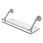  Prestige Que New Collection 24'' Floating Glass Shelf with Gallery Rail in Satin Nickel, 24'' W x 8-5/8'' D x 8'' H