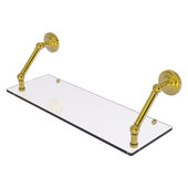 Prestige Que New Collection 24'' Floating Glass Shelf in Polished Brass, 24'' W x 8'' D x 8'' H