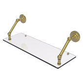  Prestige Que New Collection 24'' Floating Glass Shelf in Satin Brass, 24'' W x 8'' D x 8'' H