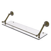 Prestige Que New Collection 30'' Floating Glass Shelf with Gallery Rail in Antique Brass, 30'' W x 8-5/8'' D x 8'' H