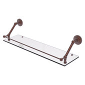  Prestige Que New Collection 30'' Floating Glass Shelf with Gallery Rail in Antique Copper, 30'' W x 8-5/8'' D x 8'' H