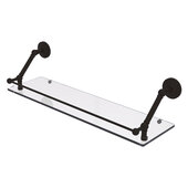  Prestige Que New Collection 30'' Floating Glass Shelf with Gallery Rail in Oil Rubbed Bronze, 30'' W x 8-5/8'' D x 8'' H