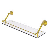  Prestige Que New Collection 30'' Floating Glass Shelf with Gallery Rail in Polished Brass, 30'' W x 8-5/8'' D x 8'' H