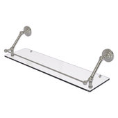  Prestige Que New Collection 30'' Floating Glass Shelf with Gallery Rail in Satin Nickel, 30'' W x 8-5/8'' D x 8'' H
