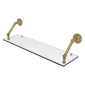  Prestige Que New Collection 30'' Floating Glass Shelf in Satin Brass, 30'' W x 8'' D x 8'' H