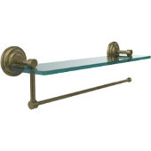  Prestige Que New Collection Paper Towel Holder with 16 Inch Glass Shelf, Antique Brass