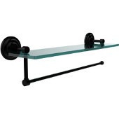  Prestige Que New Collection Paper Towel Holder with 16 Inch Glass Shelf, Matte Black