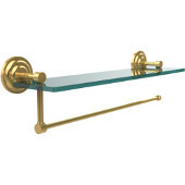  Prestige Que New Collection Paper Towel Holder with 16 Inch Glass Shelf, Unlacquered Brass