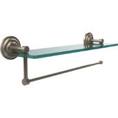  Prestige Que New Collection Paper Towel Holder with 16 Inch Glass Shelf, Antique Pewter