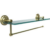  Prestige Que New Collection Paper Towel Holder with 16 Inch Glass Shelf, Satin Brass