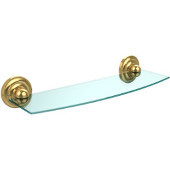  Prestige Que New Collection 18 Inch Glass Shelf, Unlacquered Brass
