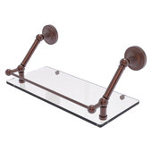  Prestige Regal Collection 18'' Floating Glass Shelf with Gallery Rail in Antique Copper, 18'' W x 8-5/8'' D x 8'' H