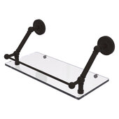  Prestige Regal Collection 18'' Floating Glass Shelf with Gallery Rail in Oil Rubbed Bronze, 18'' W x 8-5/8'' D x 8'' H