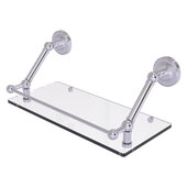  Prestige Regal Collection 18'' Floating Glass Shelf with Gallery Rail in Satin Chrome, 18'' W x 8-5/8'' D x 8'' H