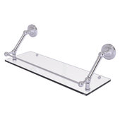  Prestige Regal Collection 24'' Floating Glass Shelf with Gallery Rail in Satin Chrome, 24'' W x 8-5/8'' D x 8'' H