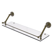  Prestige Regal Collection 30'' Floating Glass Shelf with Gallery Rail in Antique Brass, 30'' W x 8-5/8'' D x 8'' H