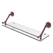  Prestige Regal Collection 30'' Floating Glass Shelf with Gallery Rail in Antique Copper, 30'' W x 8-5/8'' D x 8'' H
