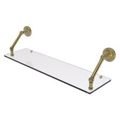  Prestige Regal Collection 30'' Floating Glass Shelf in Unlacquered Brass, 30'' W x 8'' D x 8'' H