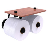  Prestige Regal Collection 2-Roll Toilet Paper Holder with Wood Shelf in Matte Black, 8-1/2'' W x 7-3/8'' D x 5-3/8'' H