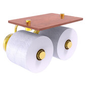  Prestige Regal Collection 2-Roll Toilet Paper Holder with Wood Shelf in Polished Brass, 8-1/2'' W x 7-3/8'' D x 5-3/8'' H