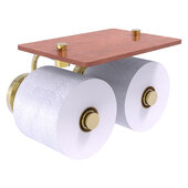  Prestige Regal Collection 2-Roll Toilet Paper Holder with Wood Shelf in Unlacquered Brass, 8-1/2'' W x 7-3/8'' D x 5-3/8'' H