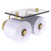  Prestige Regal Collection 2-Roll Toilet Paper Holder with Glass Shelf in Satin Brass, 8-1/2'' W x 7-3/8'' D x 5-3/8'' H