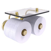  Prestige Regal Collection 2-Roll Toilet Paper Holder with Glass Shelf in Unlacquered Brass, 8-1/2'' W x 7-3/8'' D x 5-3/8'' H