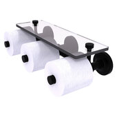  Prestige Regal Collection Horizontal Reserve 3-Roll Toilet Paper Holder with Glass Shelf, Matte Black, 16-5/8'' W x 8-1/8'' D x 4-11/16'' H