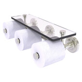  Prestige Regal Collection Horizontal Reserve 3-Roll Toilet Paper Holder with Glass Shelf, Satin Nickel, 16-5/8'' W x 8-1/8'' D x 4-11/16'' H