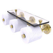  Prestige Regal Collection Horizontal Reserve 3-Roll Toilet Paper Holder/Glass Shelf, Unlacquered Brass, 16-5/8'' W x 8-1/8'' D x 4-11/16'' H