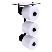  Prestige Regal Collection 3-Roll Toilet Paper Holder with Glass Shelf in Matte Black, 8-13/16'' W x 7-13/16'' D x 16'' H