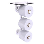  Prestige Regal Collection 3-Roll Toilet Paper Holder with Glass Shelf in Satin Chrome, 8-13/16'' W x 7-13/16'' D x 16'' H