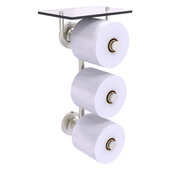  Prestige Regal Collection 3-Roll Toilet Paper Holder with Glass Shelf in Satin Nickel, 8-13/16'' W x 7-13/16'' D x 16'' H