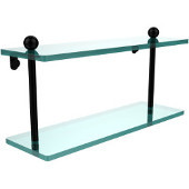  16 Inch Two Tiered Glass Shelf, Matte Black