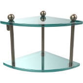  Prestige Regal Collection Double Corner Glass Shelf, Premium Finish, Antique Pewter