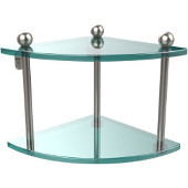  Prestige Regal Collection Double Corner Glass Shelf, Premium Finish, Satin Nickel